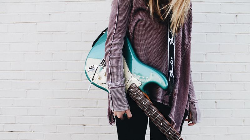 guitar, musician, girl, musical instrument, 4k