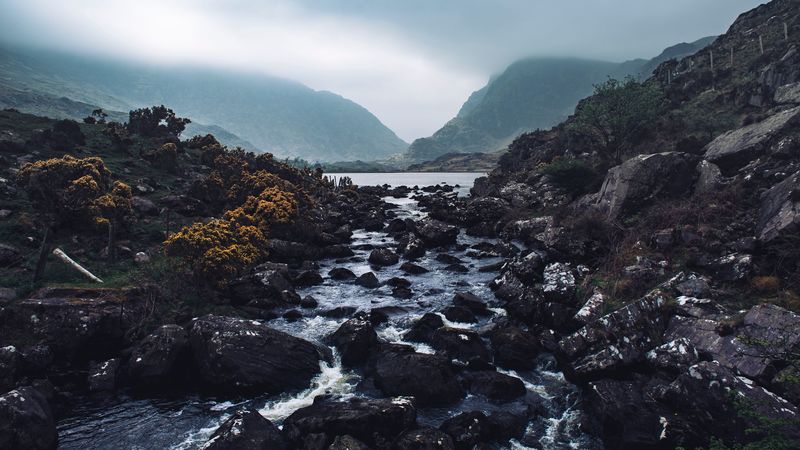 river, stones, stream, 4k