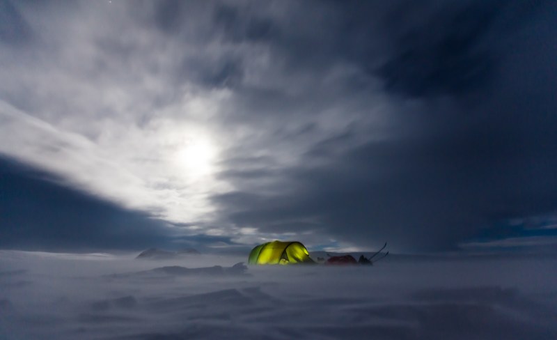 tent snow cloud and camping 4k