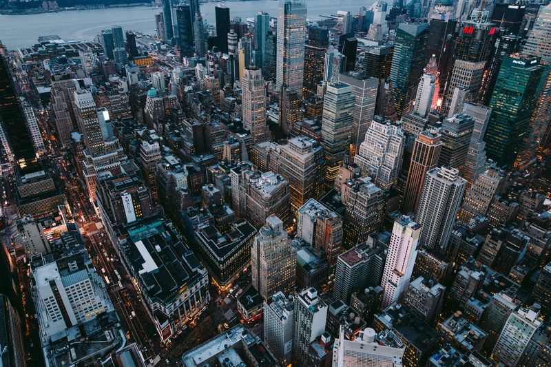 view from the empire state building on downtown new york, first time in us 4k
