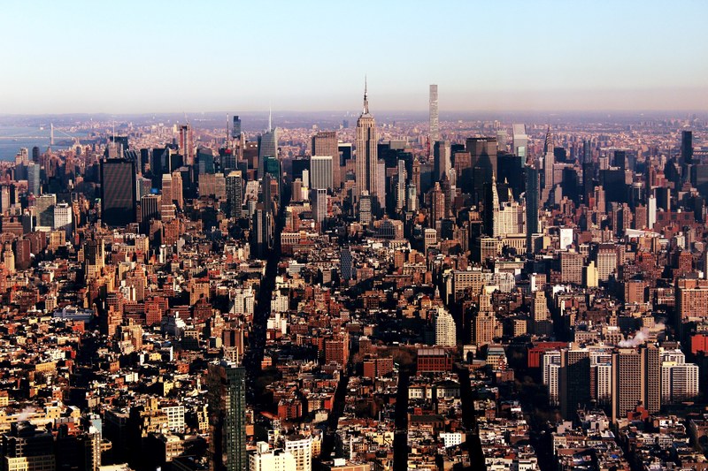 the skyline of new york at dawn, dawn over new york 4k