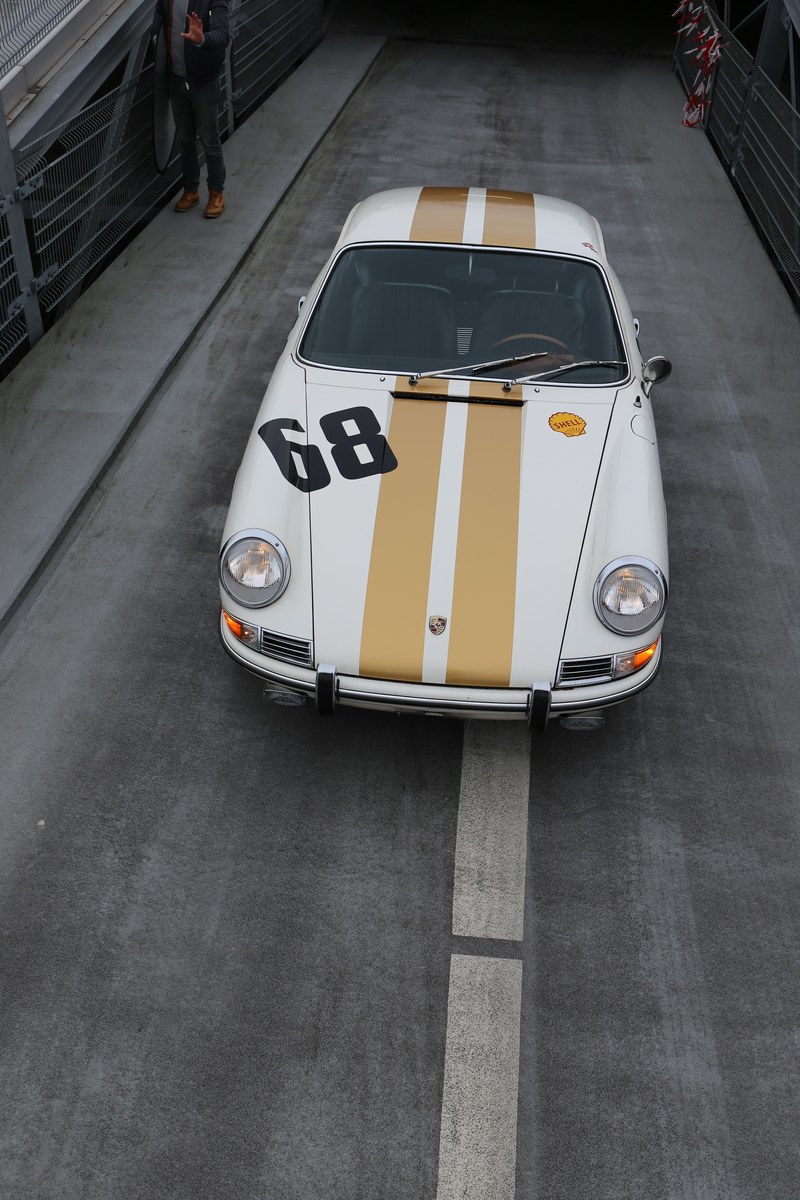 vintage race car parked on empty alley road, classic 4k