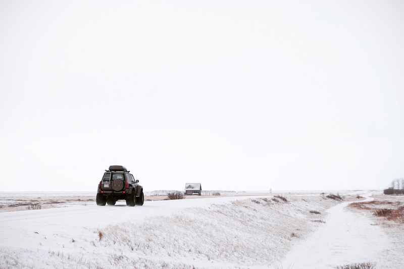 offroad jeep driving on the rural snowy road during winter in iceland, iceland off road 4k