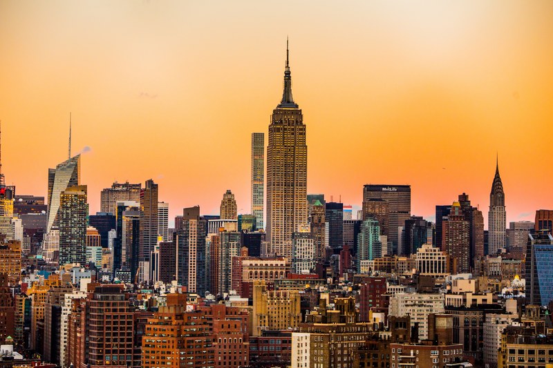 midtown manhattan skyline in evening 4k