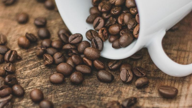 cup, coffee beans, coffee, 4k
