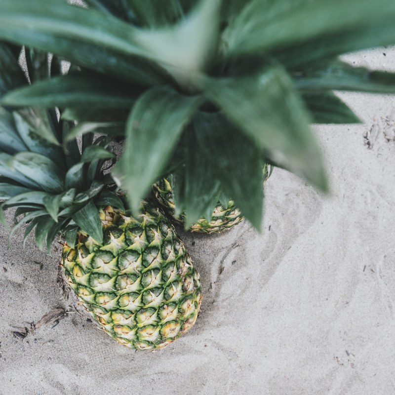 top view perspective of two pineapples, _pair of pineapples 4k