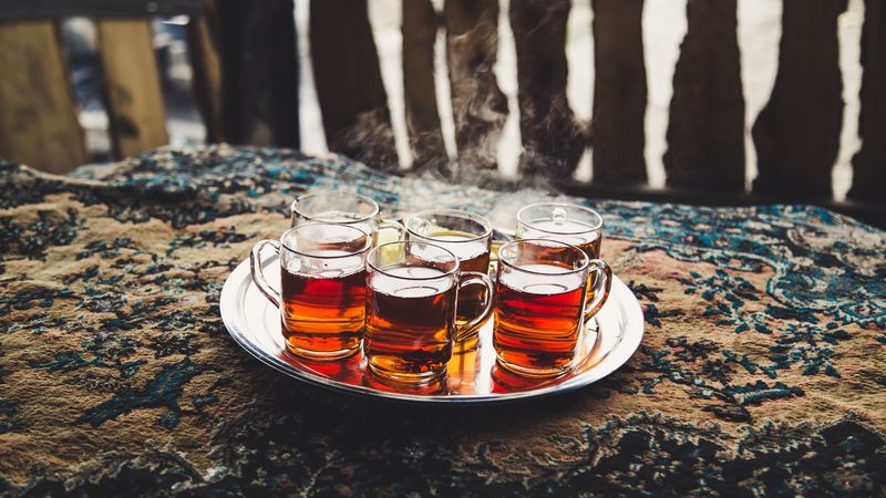 tea, tray, steam, 4k