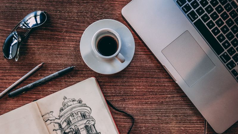 coffee, art, sketch, table, 4k