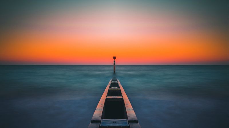 sea, fog, pier, wharf, 4k