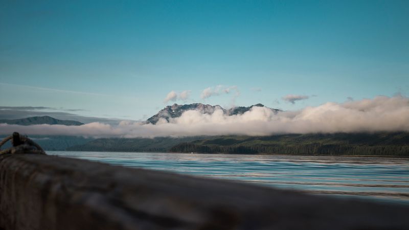 mountains, clouds, sea, 4k