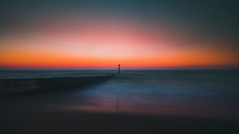 lighthouse, pier, sea, horizon, 4k