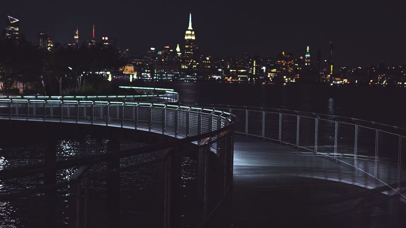 bridge, night city, night, 4k