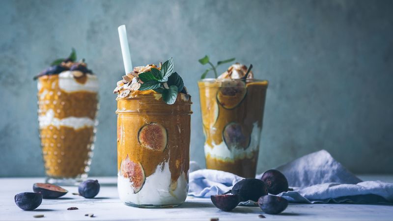 dessert, figs, cream, 4k