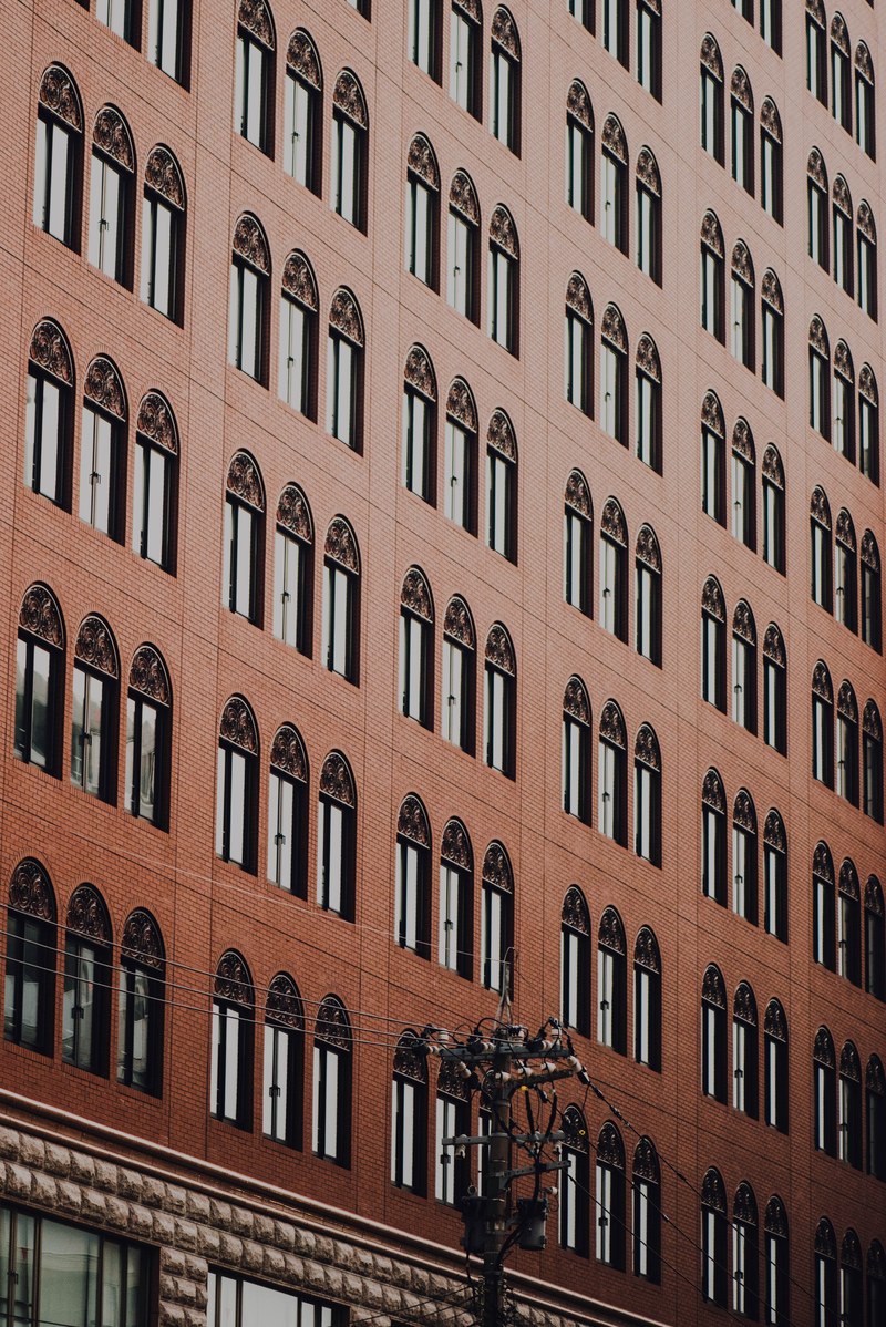 window building facade and wire hd, 4k