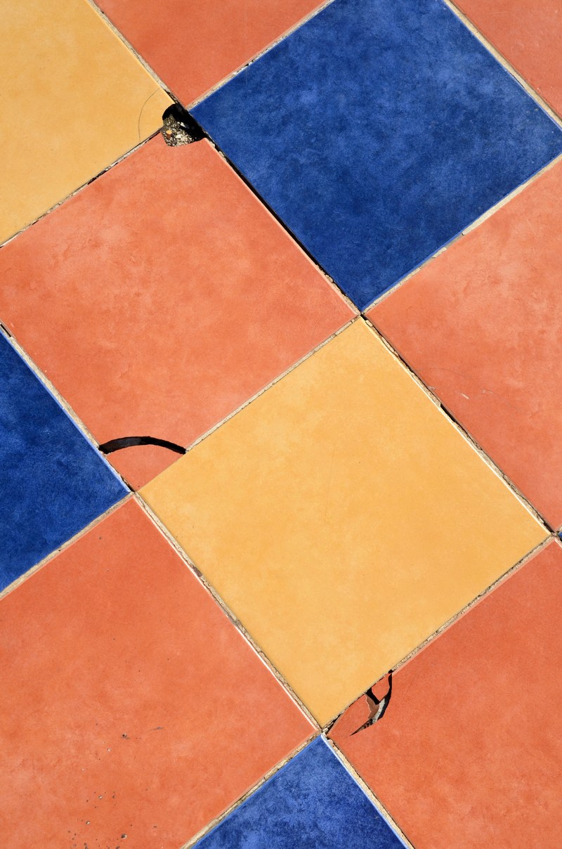 tile floor blue and orange hd, 4k