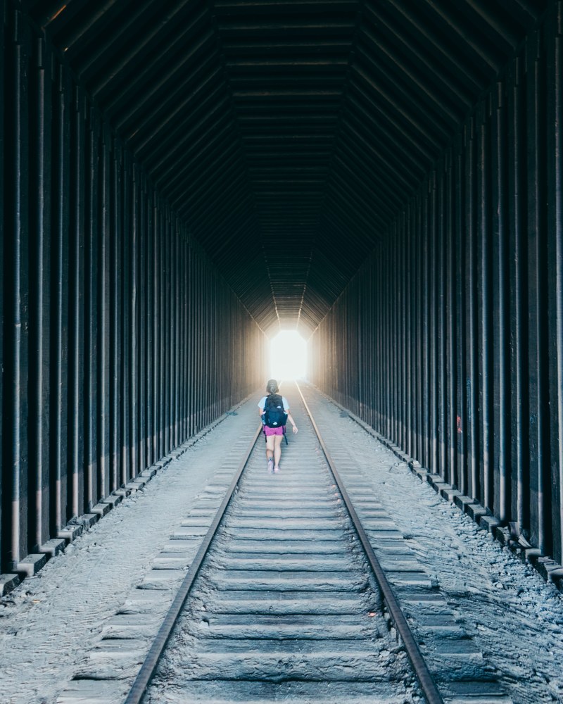 dark tunnel track and train hd, 4k