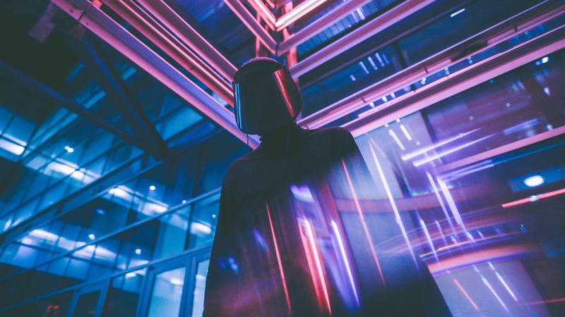 mask, light, neon, 4k