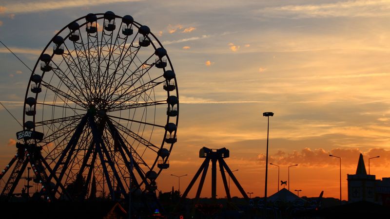 ferris wheel, night, attraction, city, 4k
