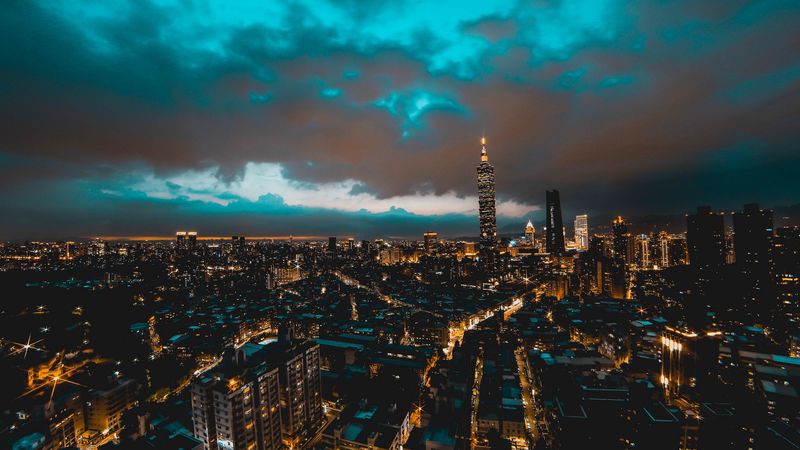 taipei, taiwan, skyscrapers, night, buildings, 4k