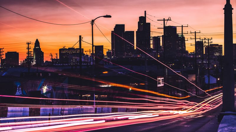 night city, light, traffic, 4k