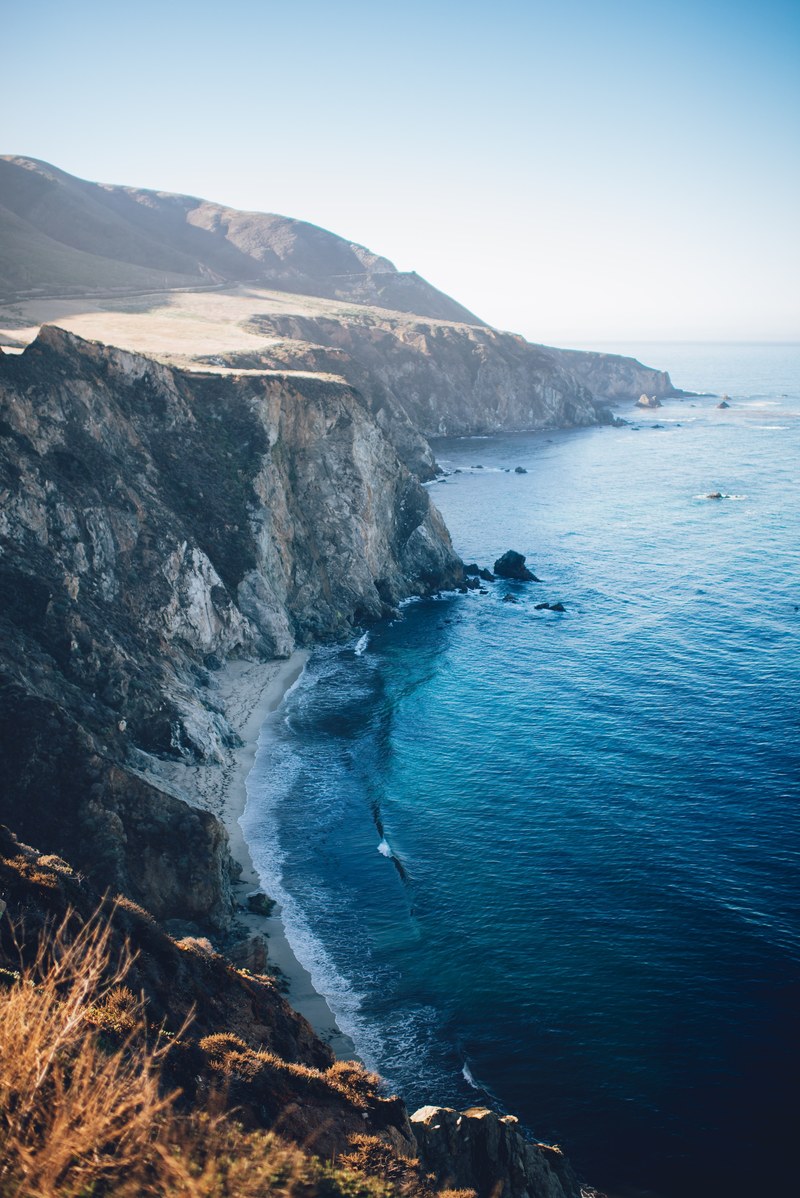 ocean rock cliff and mountain hd, 4k