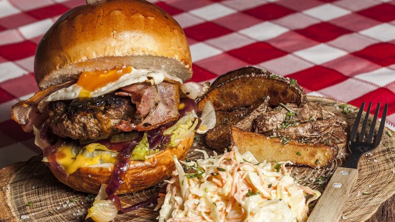 hamburger, burger, meat, vegetables, 4k