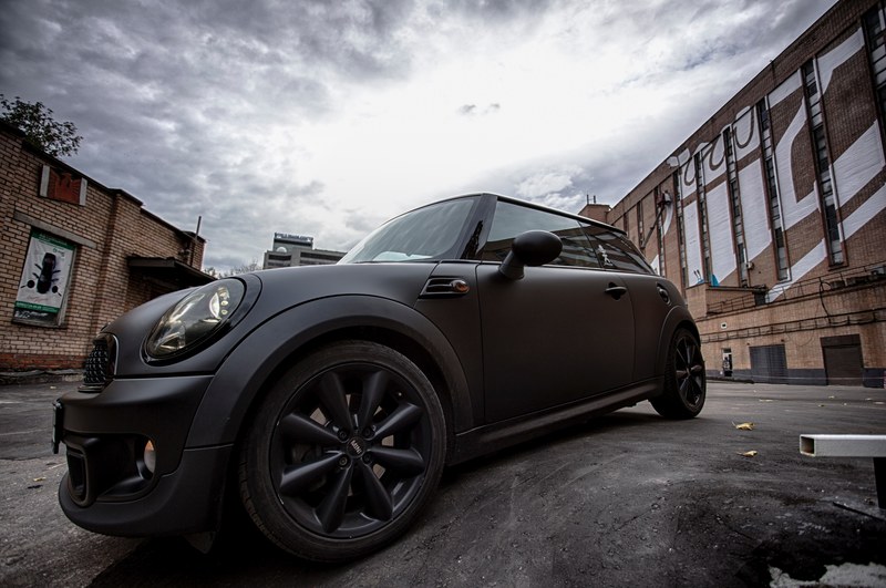 mini cooper s matt black 4k