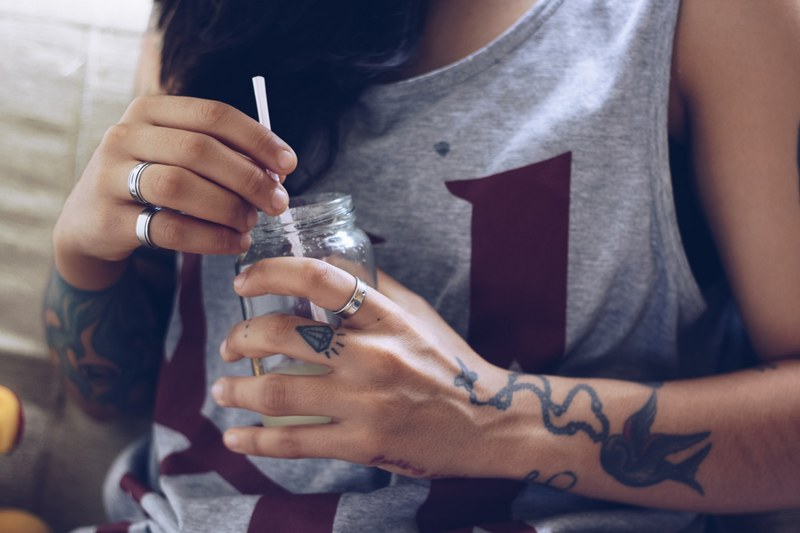 hand tattoo person and female 4k