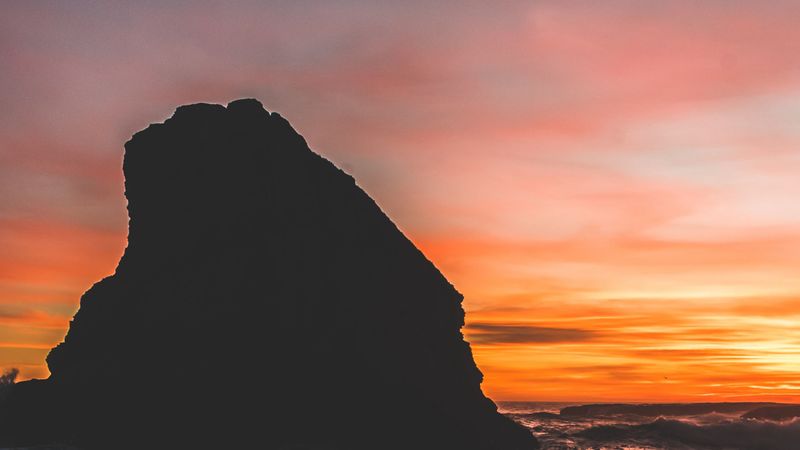 rock, block, sunset, dark, 4k