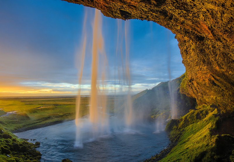 waterfall rock water and flowing 4k