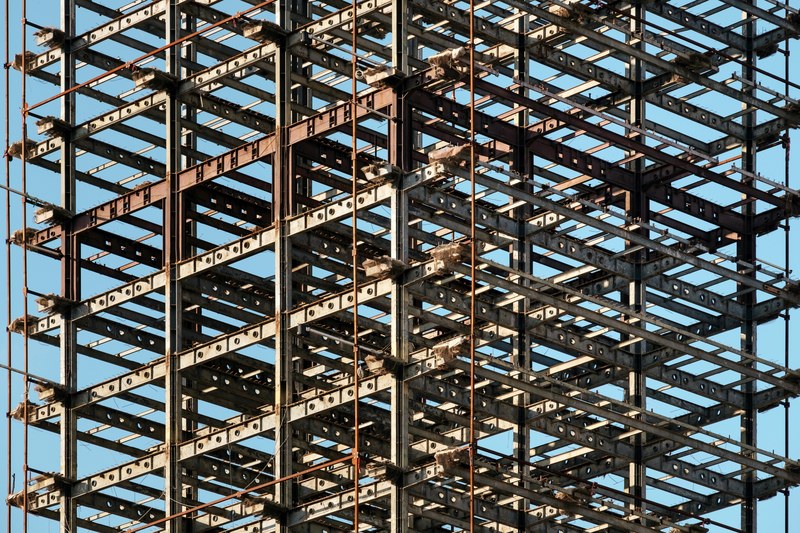 a steel frame from a building in krakow poland 4k