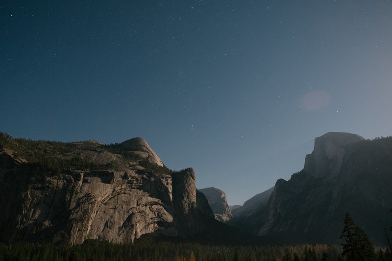 mountain rock geological formation and stars 4k