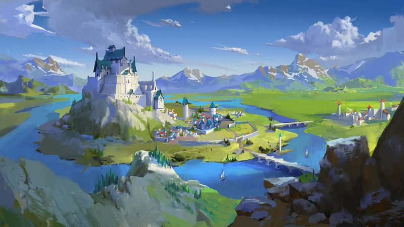 castle, architecture, paints, art, 4k
