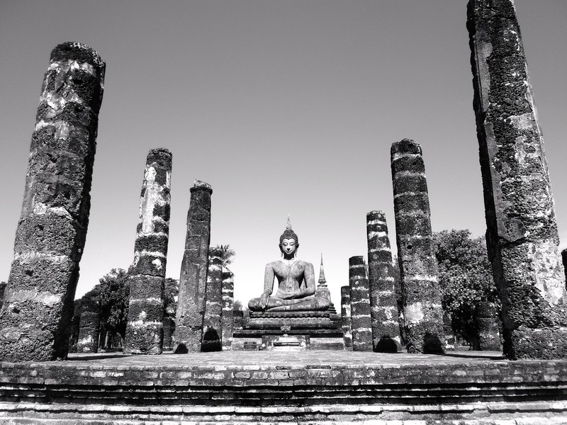 temple buddha ancient and pillar 4k