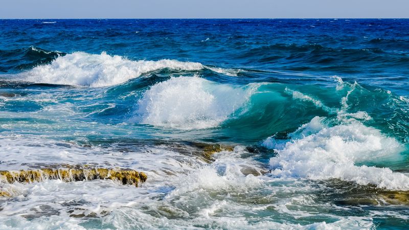 sea, ocean, surf, stones, foam, 4k