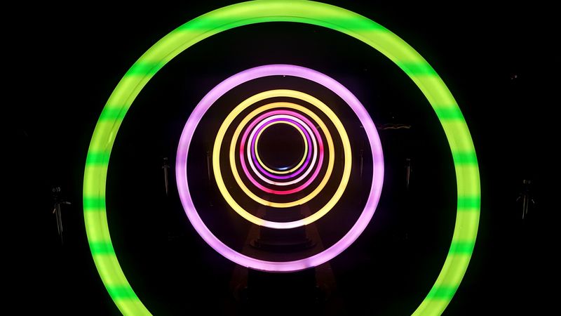 circles, neon, light, 4k