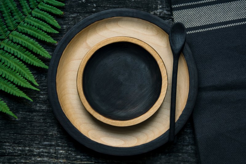 wooden dish flat lay tableware and dishware 4k