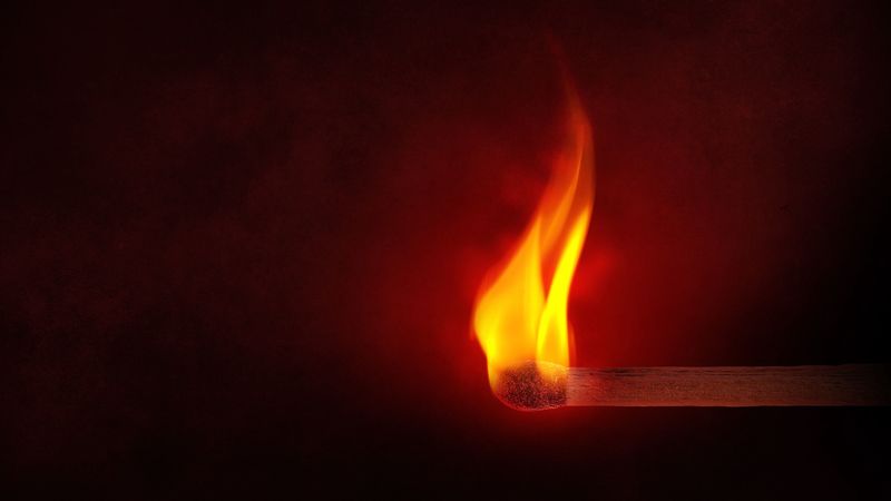 match, fire, flame, sulfur, 4k