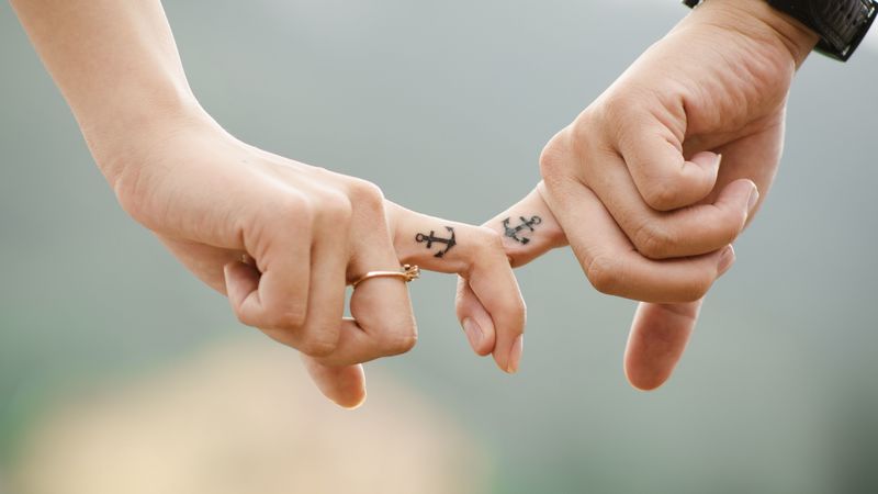 love, hands, romance, tattoos, couple, anchor, 4k