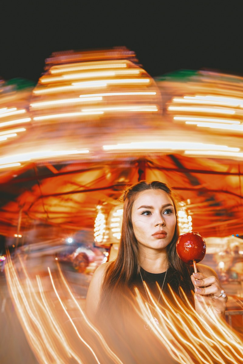 caramel apple fair carousel and food hd, 4k