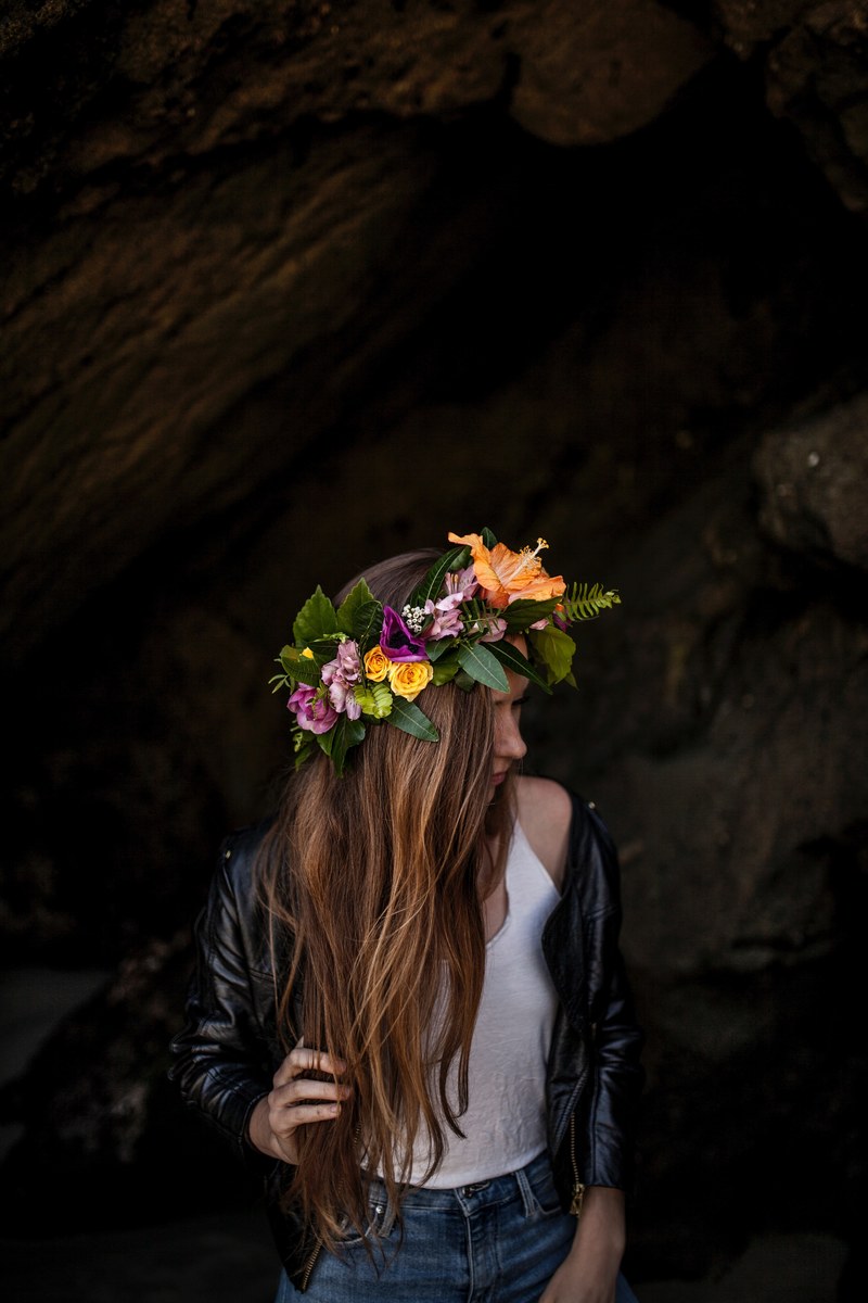 floral crown woman brunette and caucasian hd, 4k