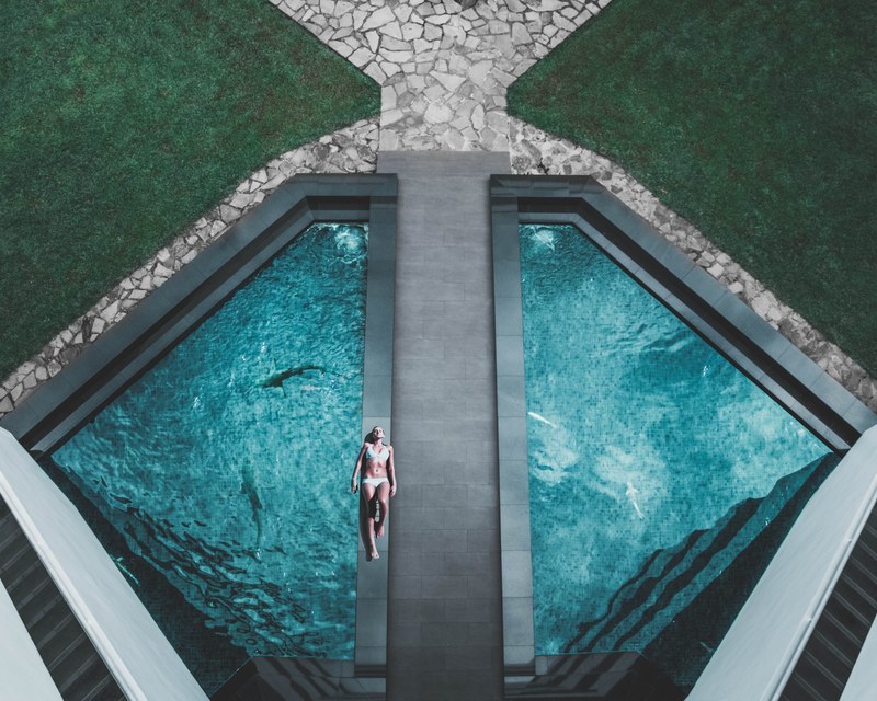 pool swimming pool sunbathing and relaxing 4k