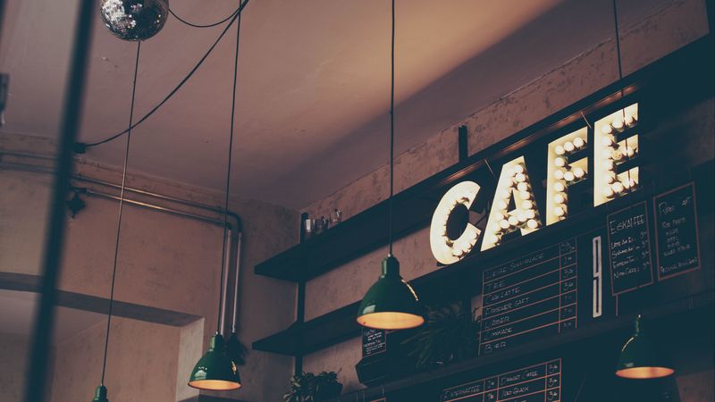 cafe, sign, signboard, 4k