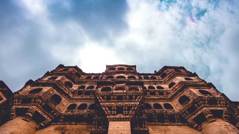 facade, building, structure, bottom view, 4k