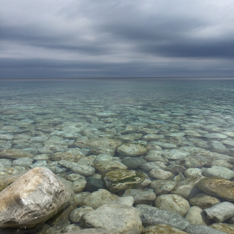 rock stone water and cloud 4k