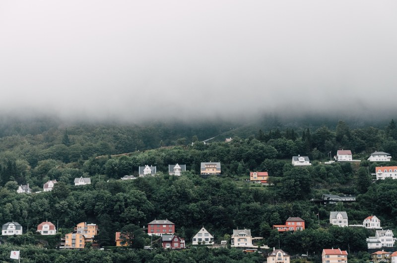 a nice neighborhood with rows of houses on a slope in bergen, delightful houses on a slope 4k