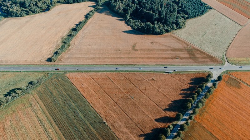 aerial aerial view country road and field 4k