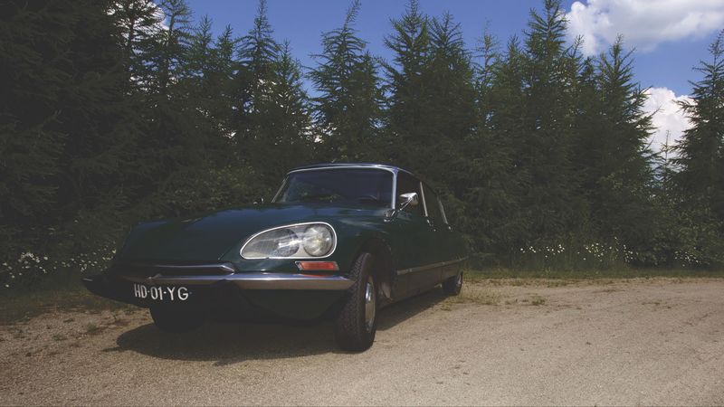 car, retro, front view, green, 4k