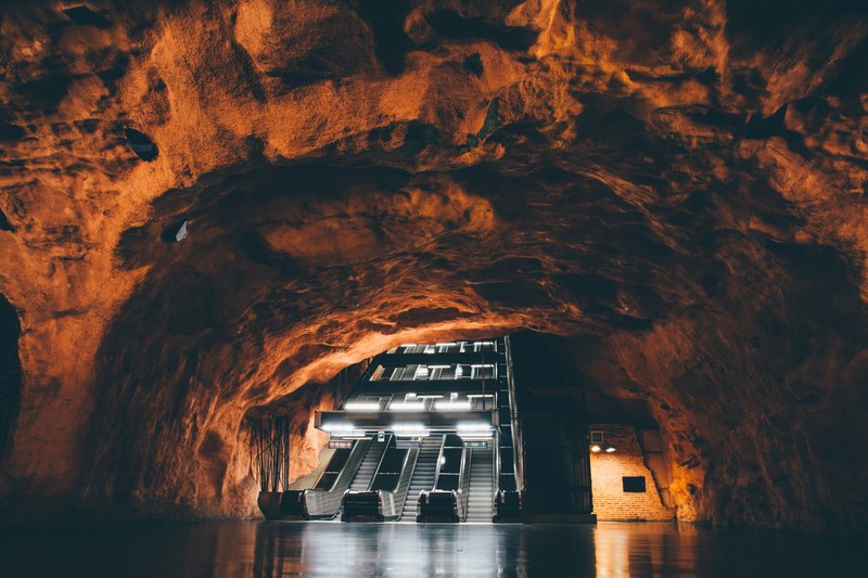 escalator metro station rdhuset and tunnel 4k