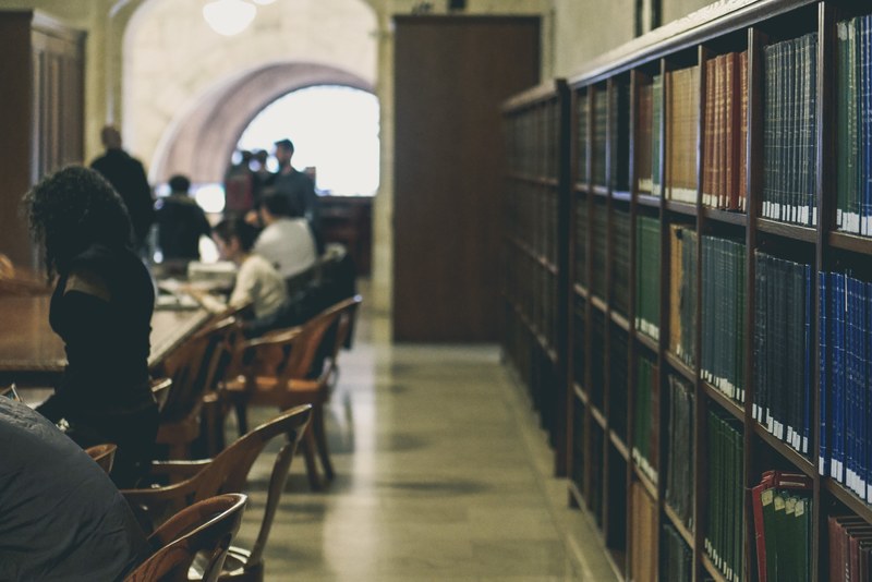 new york public library with library users and books on the bookshelves, _library books bookshelves 4k